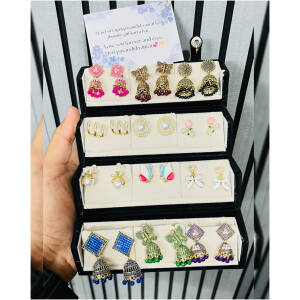 Memorable Gifts - 6 Colourful Jhumka + 6 Premium Korean Earing